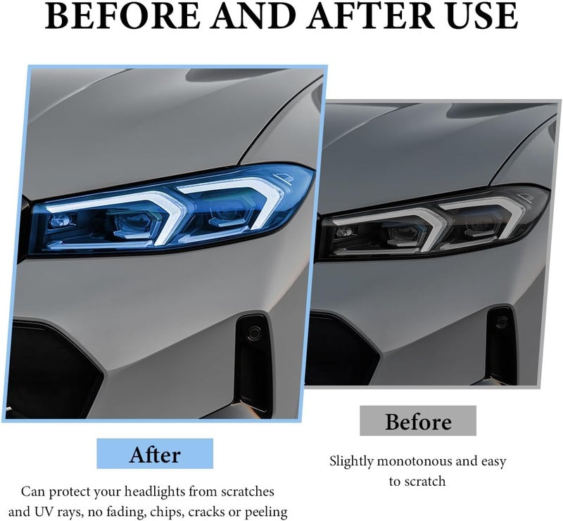 MUQIDA Headlight Vinyl Film Sticker Sheet Roll, 47.2"×11.8" Self-Adhesive Tint Vinyl Film for Car Tail Lights Fog Lights, Air-Release Headlight Tint Wrap Film with Squeegee & Cutter (Dark Blue) - Image 5